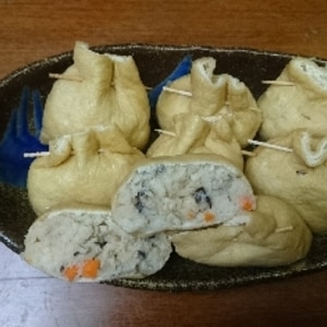 美味しく簡単☆ヘルシーおからで油揚げの巾着煮